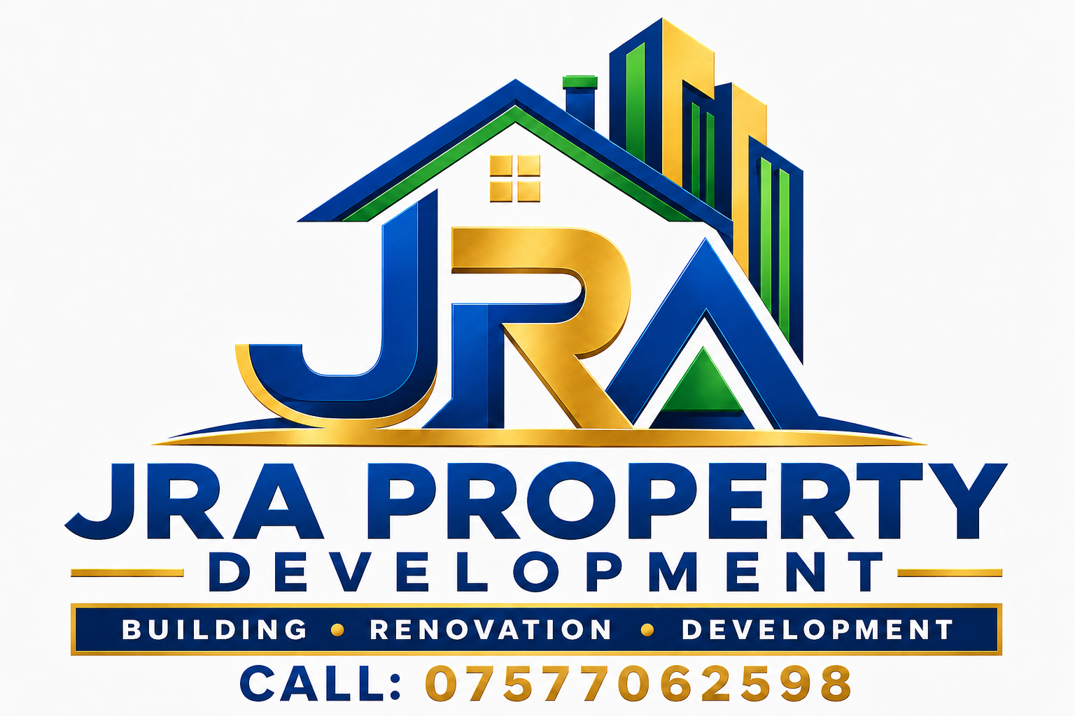 JRA Property Development logo with telephone number 07577062598